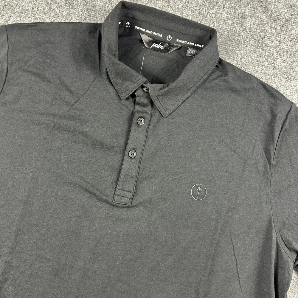 Palm Golf Co Coasty Polo Mens 2XL Black Short Sleeve Embroidered Golf Shirt‎ NEW